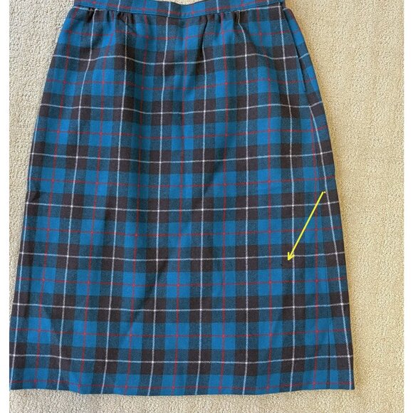Vtg Pendleton Wool Tartan Teal Plaid Skirt USA Womens vintage size 10 - Picture 7 of 7